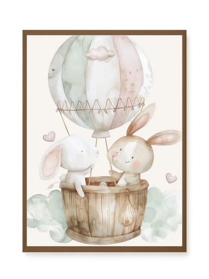 Bunnies in Hot Air Balloon Canvas Print