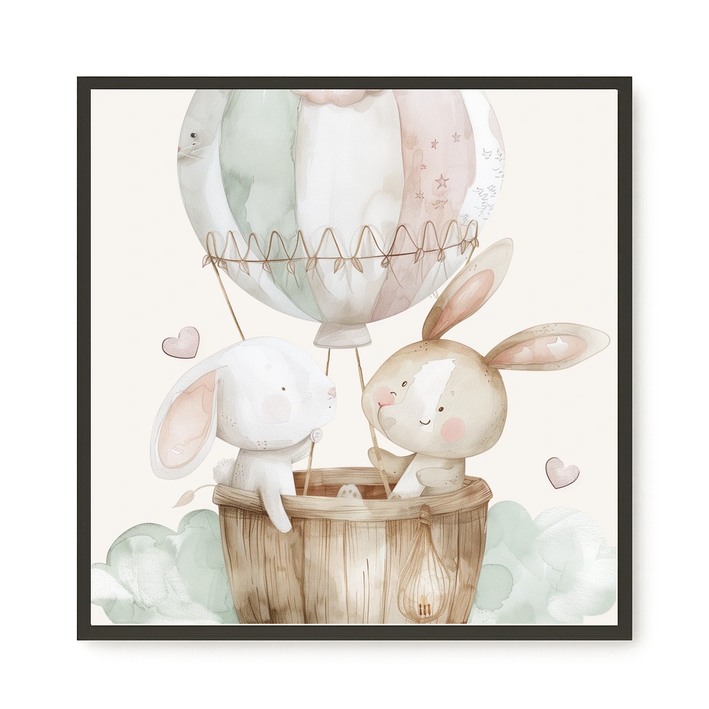 Bunnies in Hot Air Balloon Canvas Print