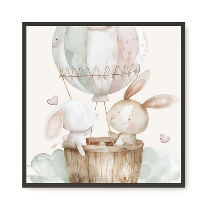 Bunnies in Hot Air Balloon Canvas Print