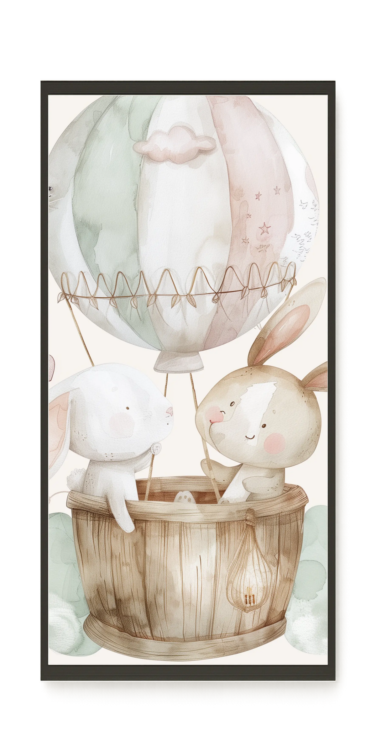Bunnies in Hot Air Balloon Canvas Print
