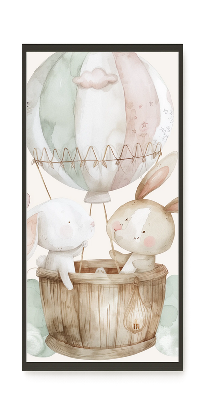 Bunnies in Hot Air Balloon Canvas Print