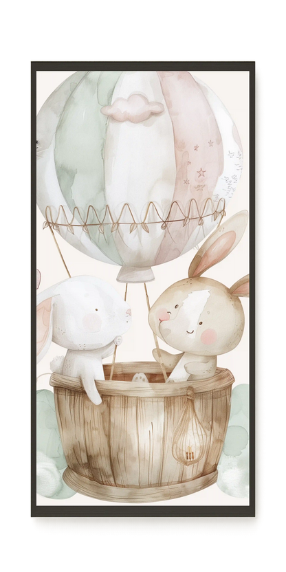 Bunnies in Hot Air Balloon Canvas Print