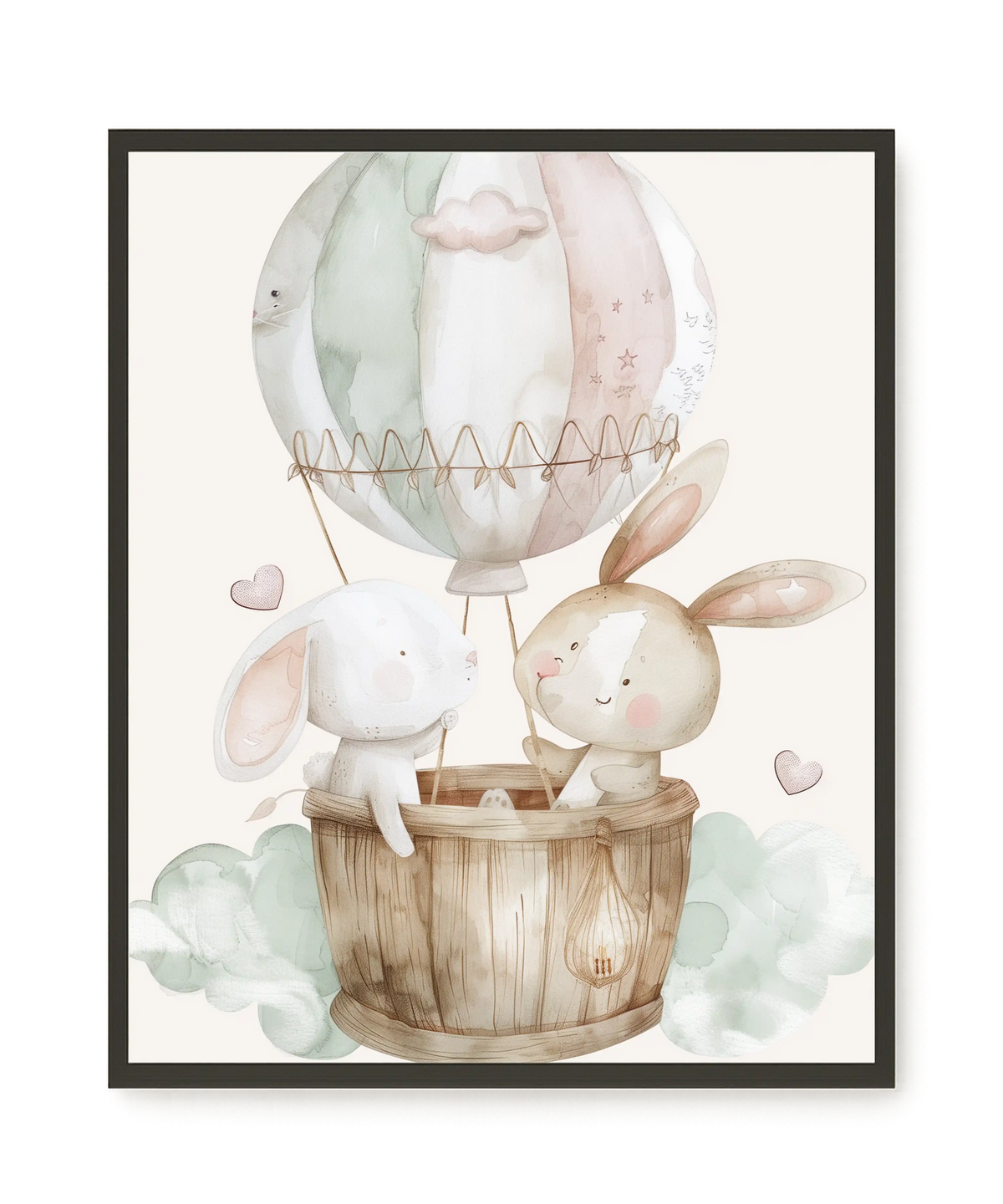 Bunnies in Hot Air Balloon Canvas Print
