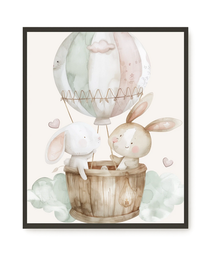 Bunnies in Hot Air Balloon Canvas Print