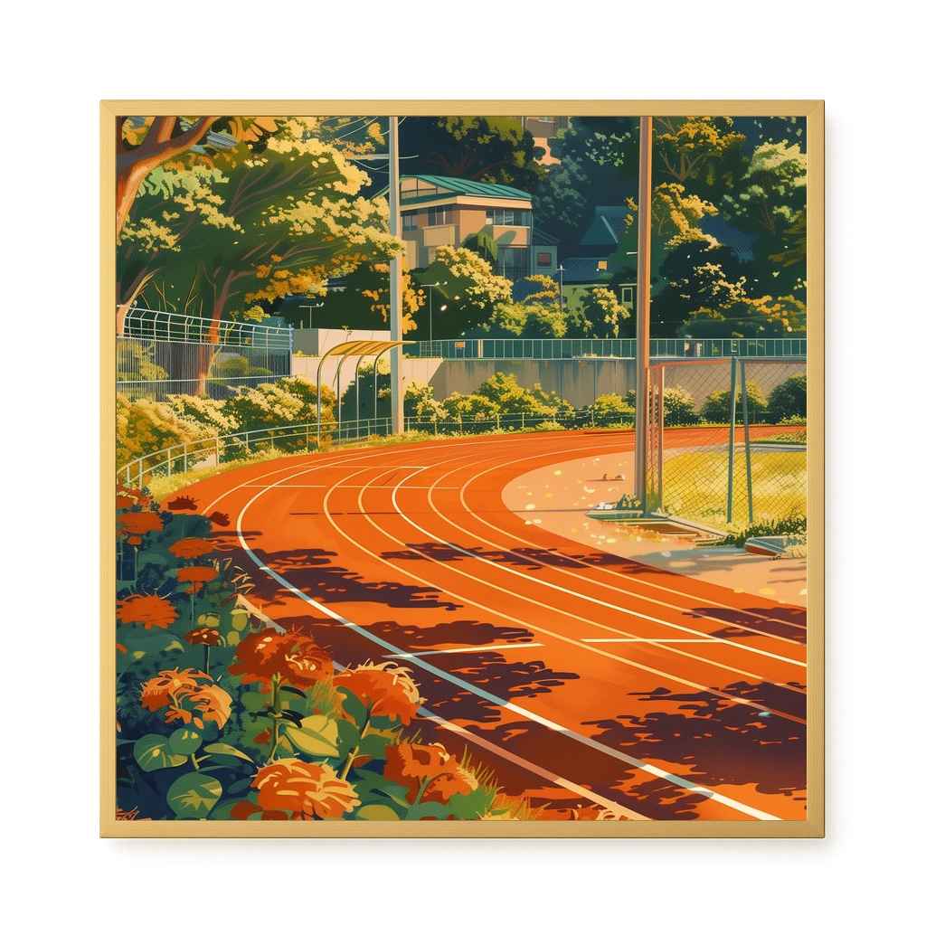 Sunset Running Track Canvas Wall Art
