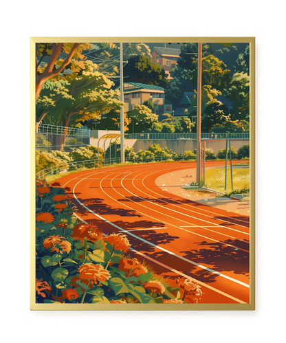 Sunset Running Track Canvas Wall Art