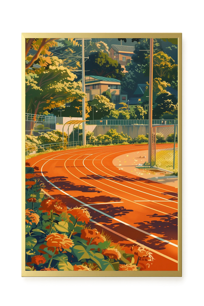 Sunset Running Track Canvas Wall Art
