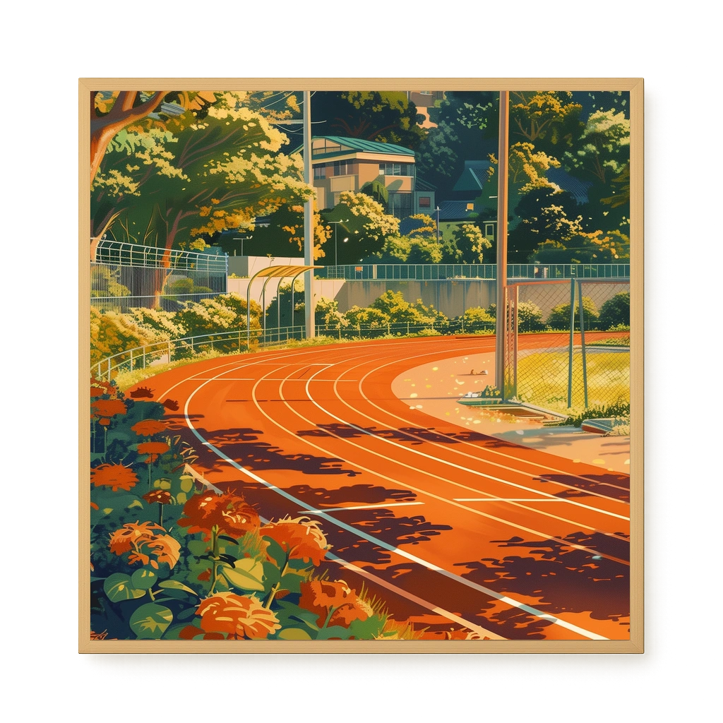 Sunset Running Track Canvas Wall Art
