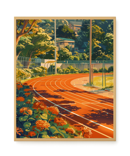 Sunset Running Track Canvas Wall Art