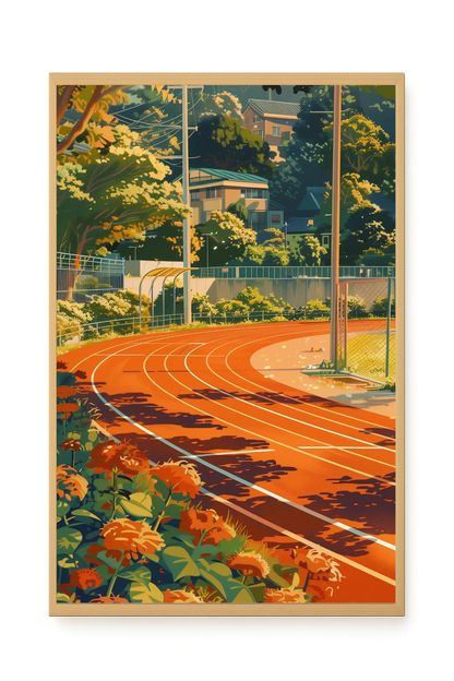 Sunset Running Track Canvas Wall Art