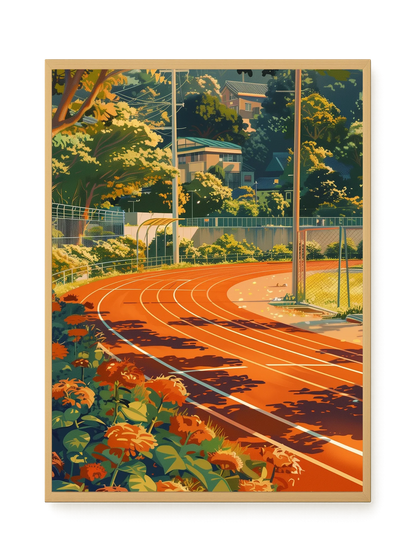 Sunset Running Track Canvas Wall Art