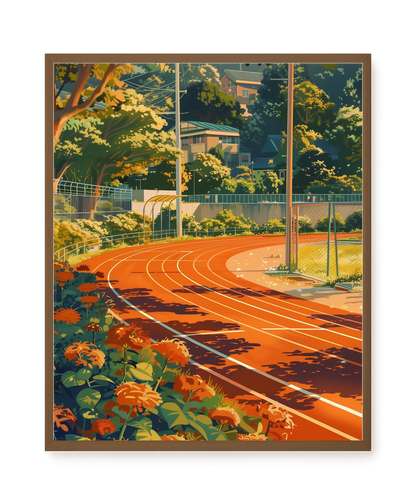 Sunset Running Track Canvas Wall Art