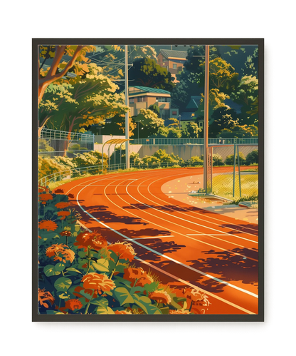Sunset Running Track Canvas Wall Art
