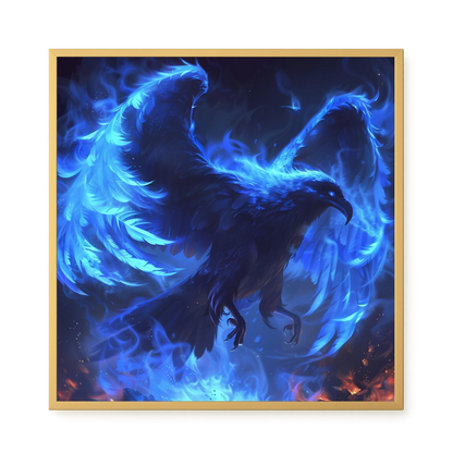 Blue Fire Bird Canvas Wall Art