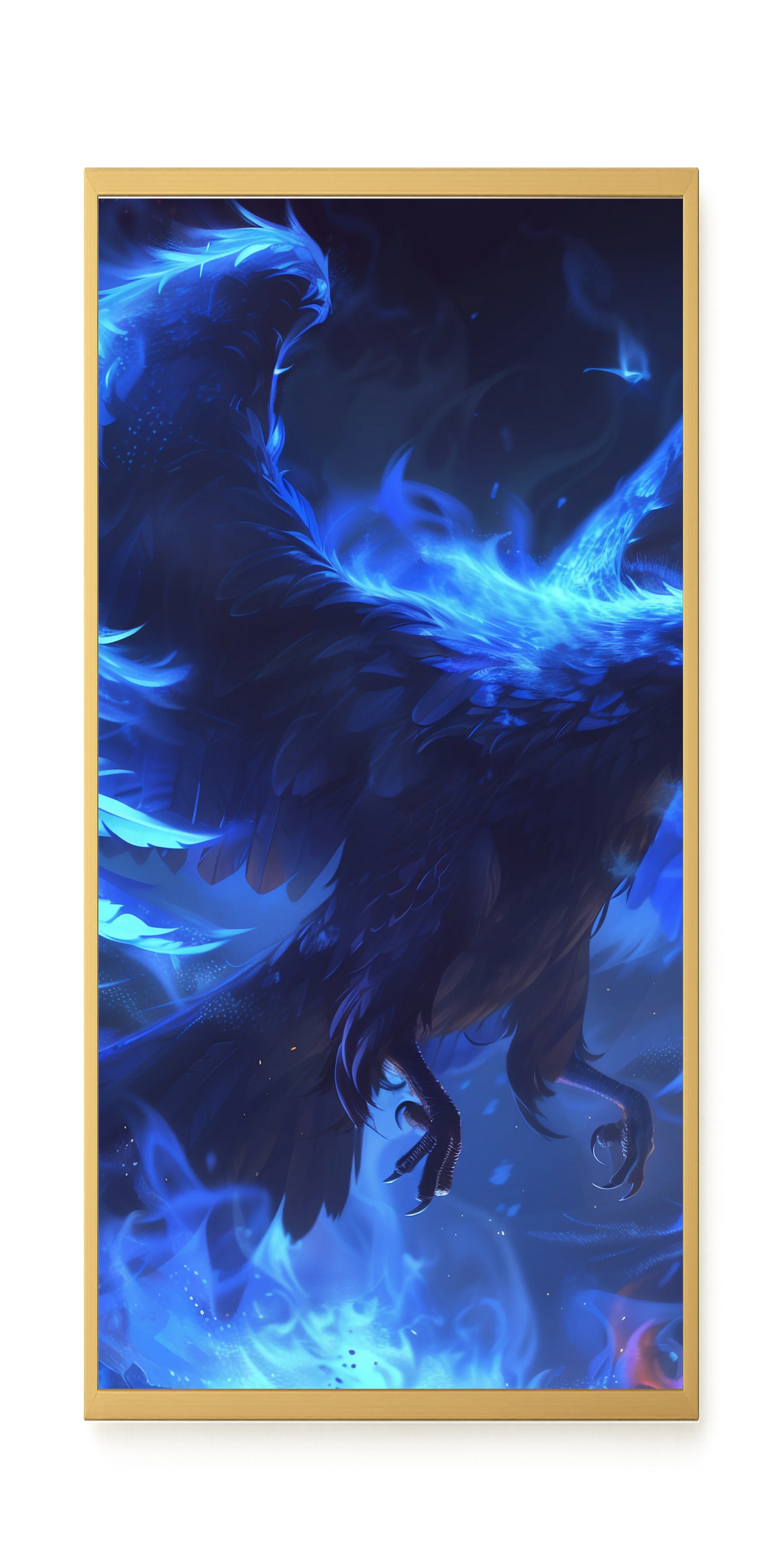 Blue Fire Bird Canvas Wall Art