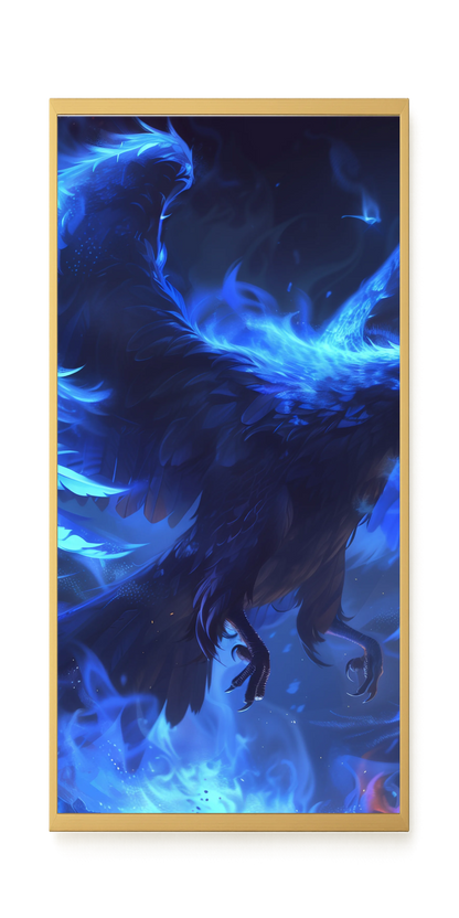 Blue Fire Bird Canvas Wall Art