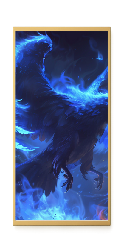 Blue Fire Bird Canvas Wall Art
