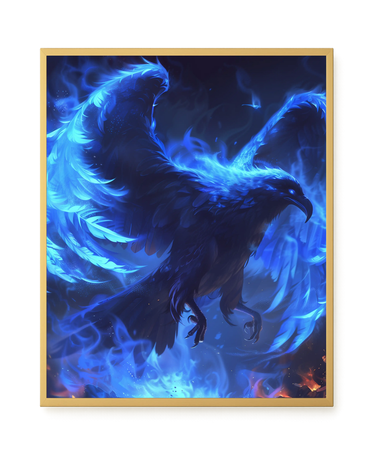 Blue Fire Bird Canvas Wall Art