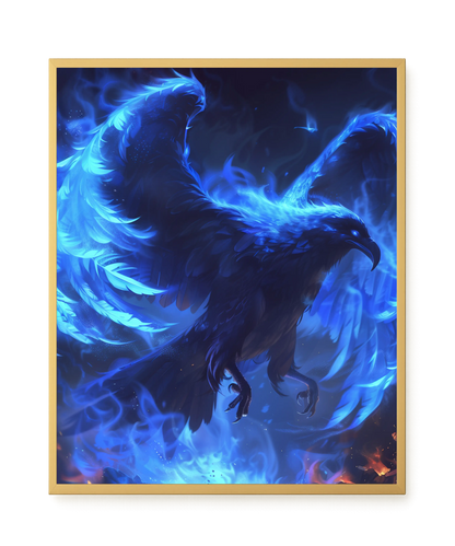 Blue Fire Bird Canvas Wall Art
