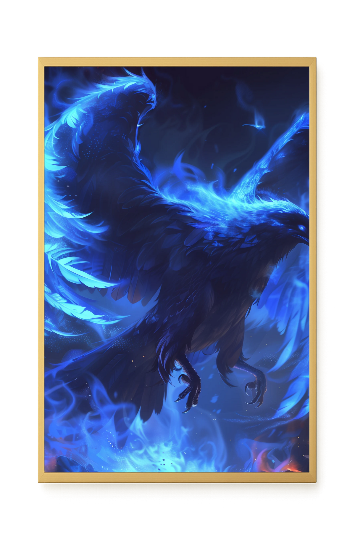 Blue Fire Bird Canvas Wall Art