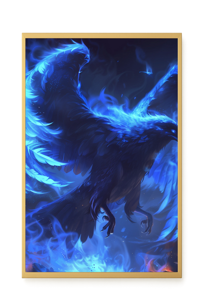 Blue Fire Bird Canvas Wall Art