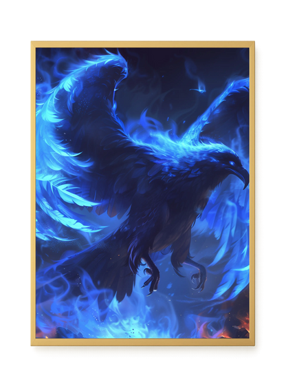 Blue Fire Bird Canvas Wall Art