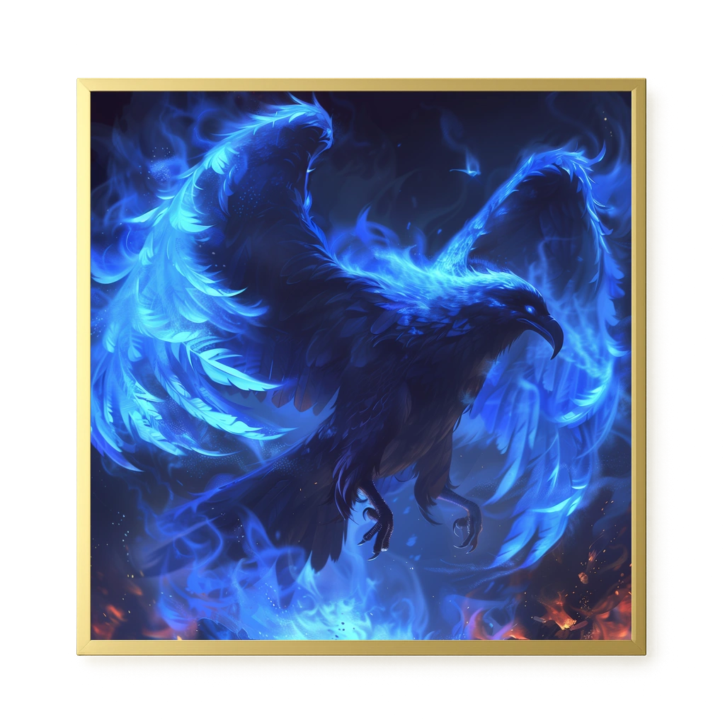 Blue Fire Bird Canvas Wall Art