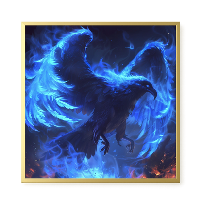 Blue Fire Bird Canvas Wall Art