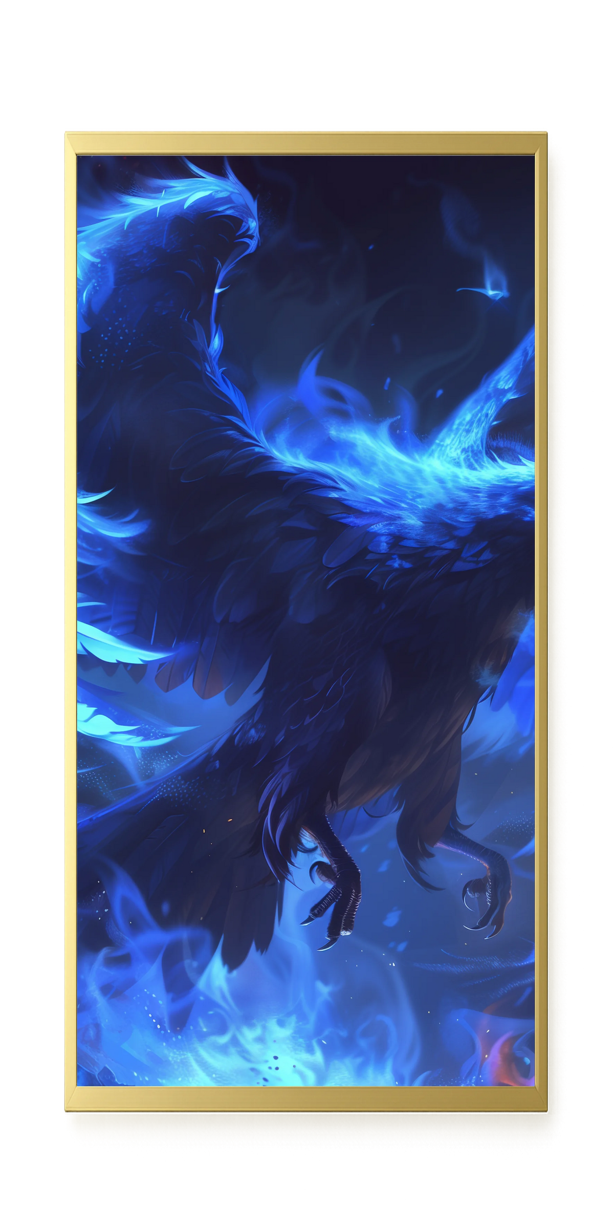 Blue Fire Bird Canvas Wall Art