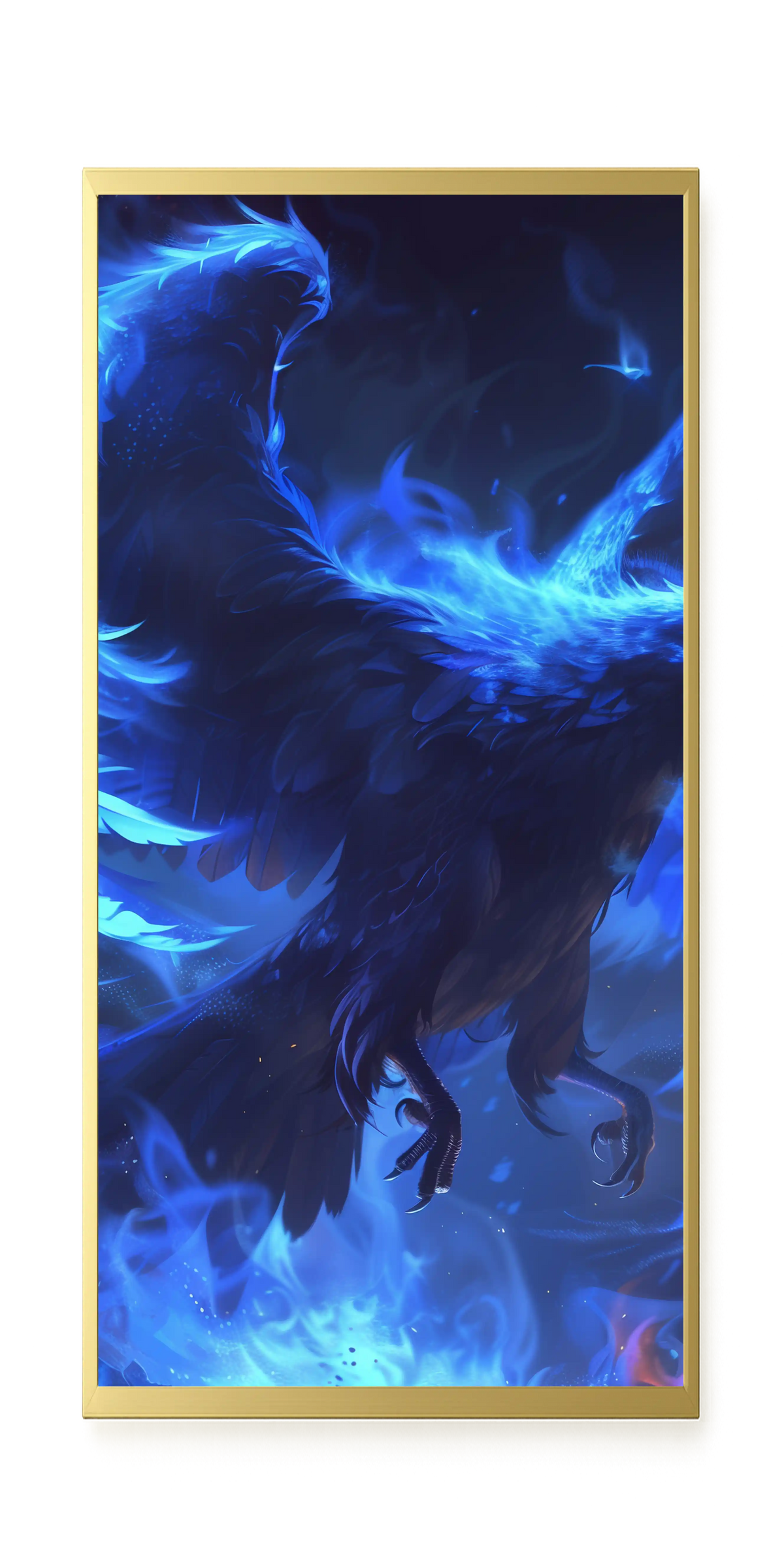 Blue Fire Bird Canvas Wall Art