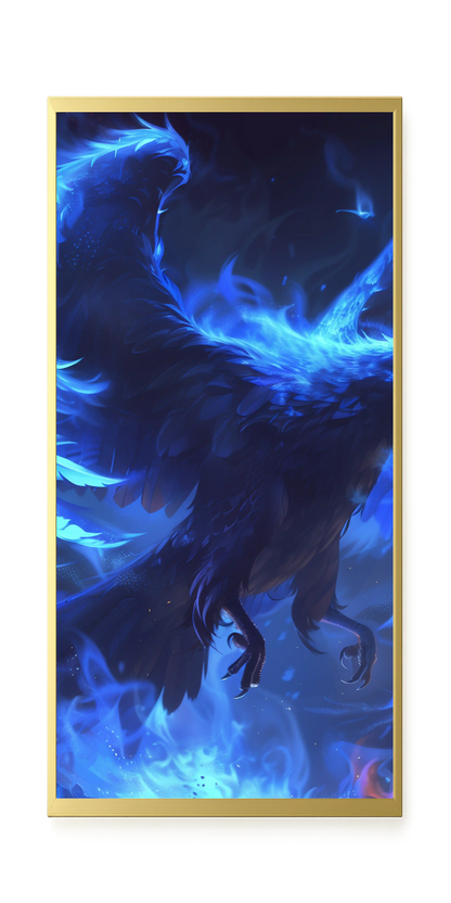 Blue Fire Bird Canvas Wall Art