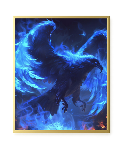Blue Fire Bird Canvas Wall Art
