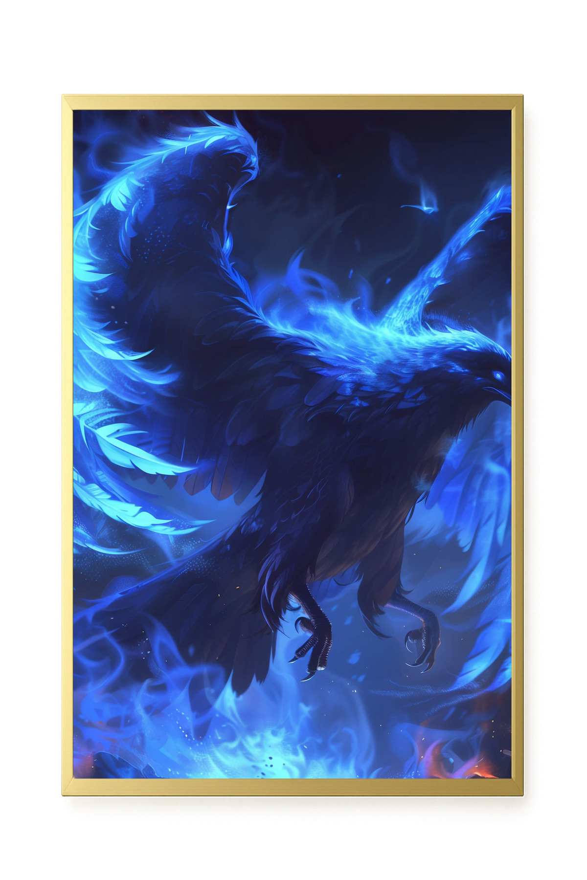Blue Fire Bird Canvas Wall Art