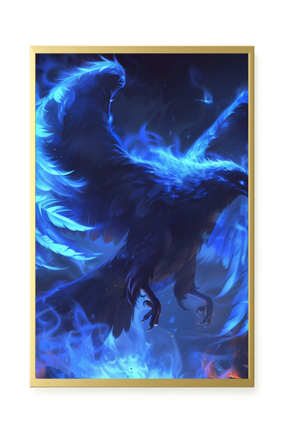 Blue Fire Bird Canvas Wall Art