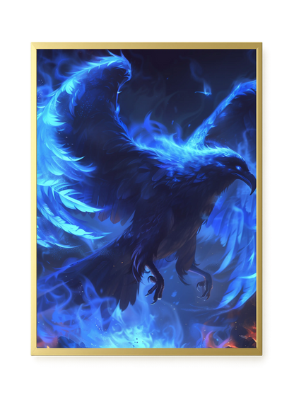 Blue Fire Bird Canvas Wall Art