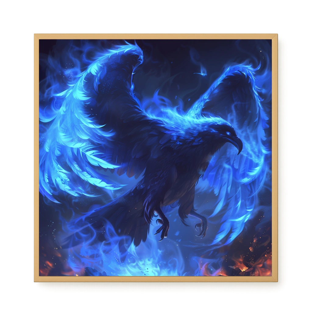 Blue Fire Bird Canvas Wall Art
