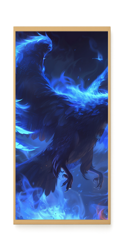 Blue Fire Bird Canvas Wall Art