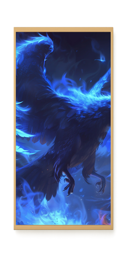 Blue Fire Bird Canvas Wall Art
