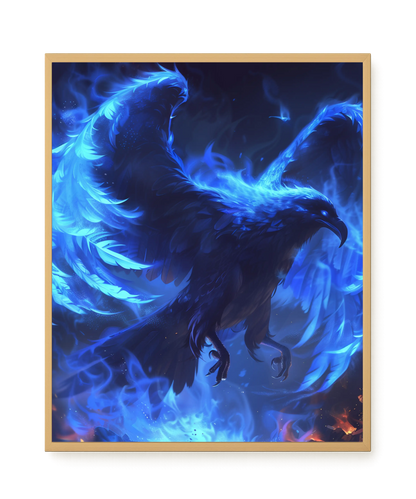 Blue Fire Bird Canvas Wall Art