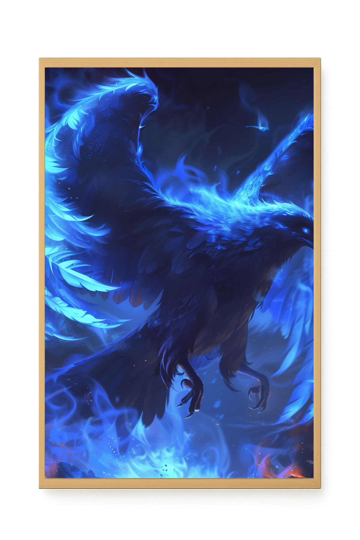 Blue Fire Bird Canvas Wall Art