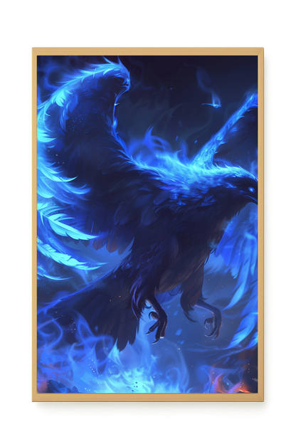 Blue Fire Bird Canvas Wall Art