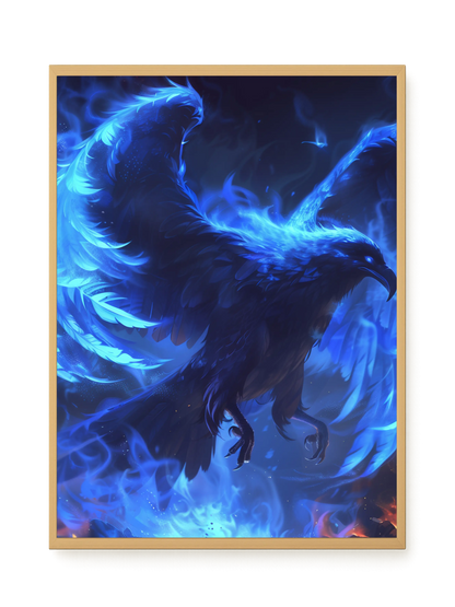 Blue Fire Bird Canvas Wall Art