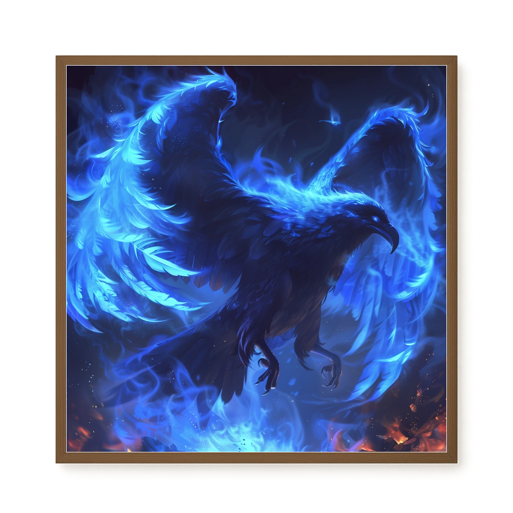 Blue Fire Bird Canvas Wall Art