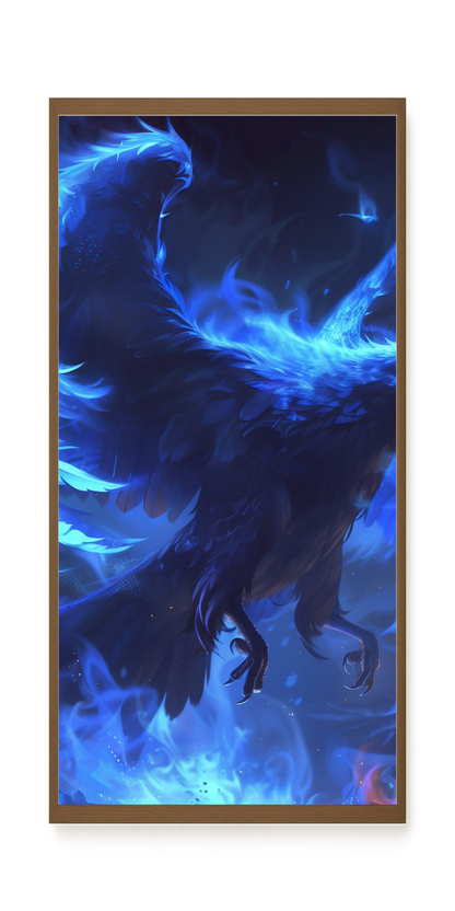Blue Fire Bird Canvas Wall Art