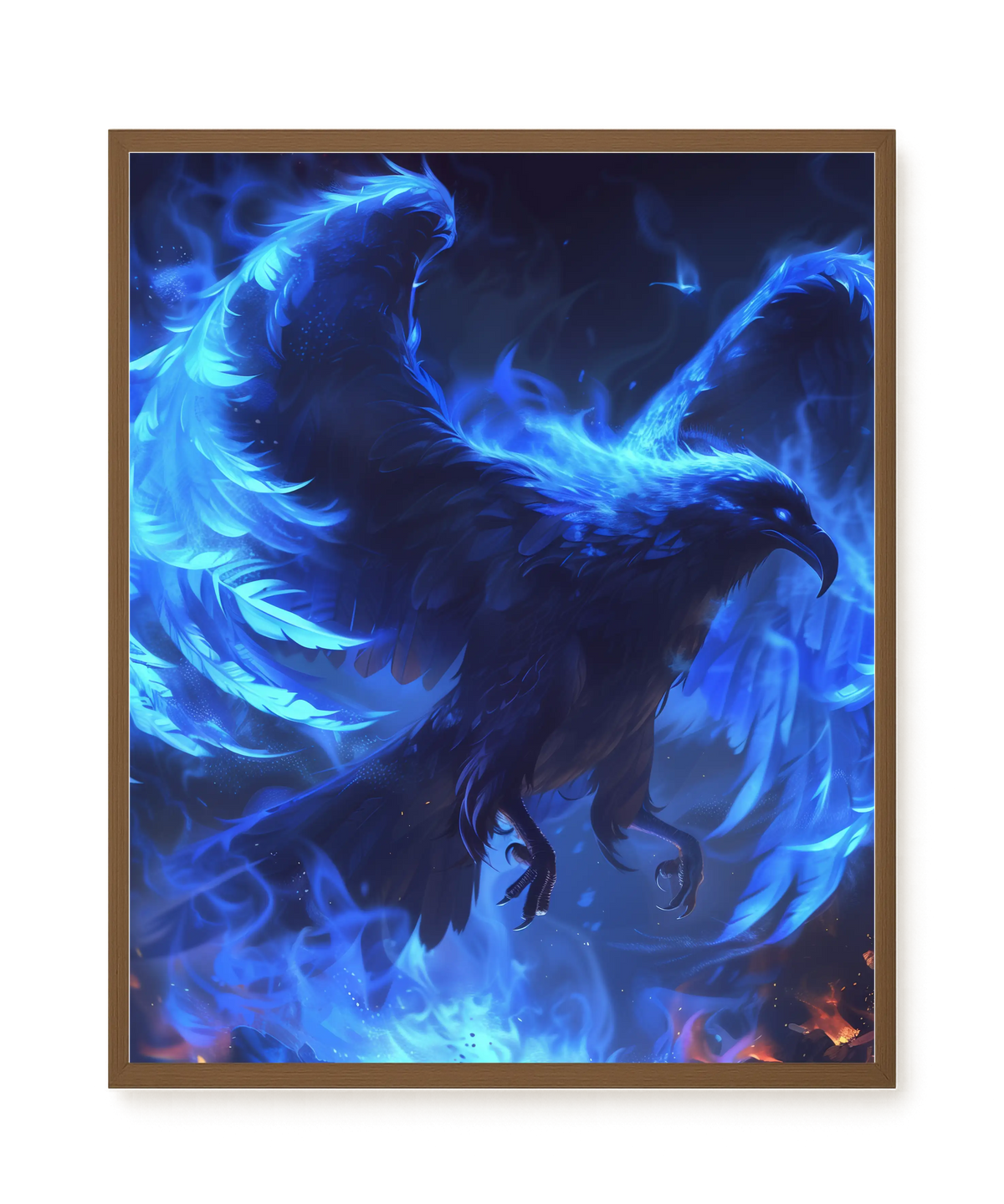 Blue Fire Bird Canvas Wall Art