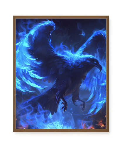 Blue Fire Bird Canvas Wall Art