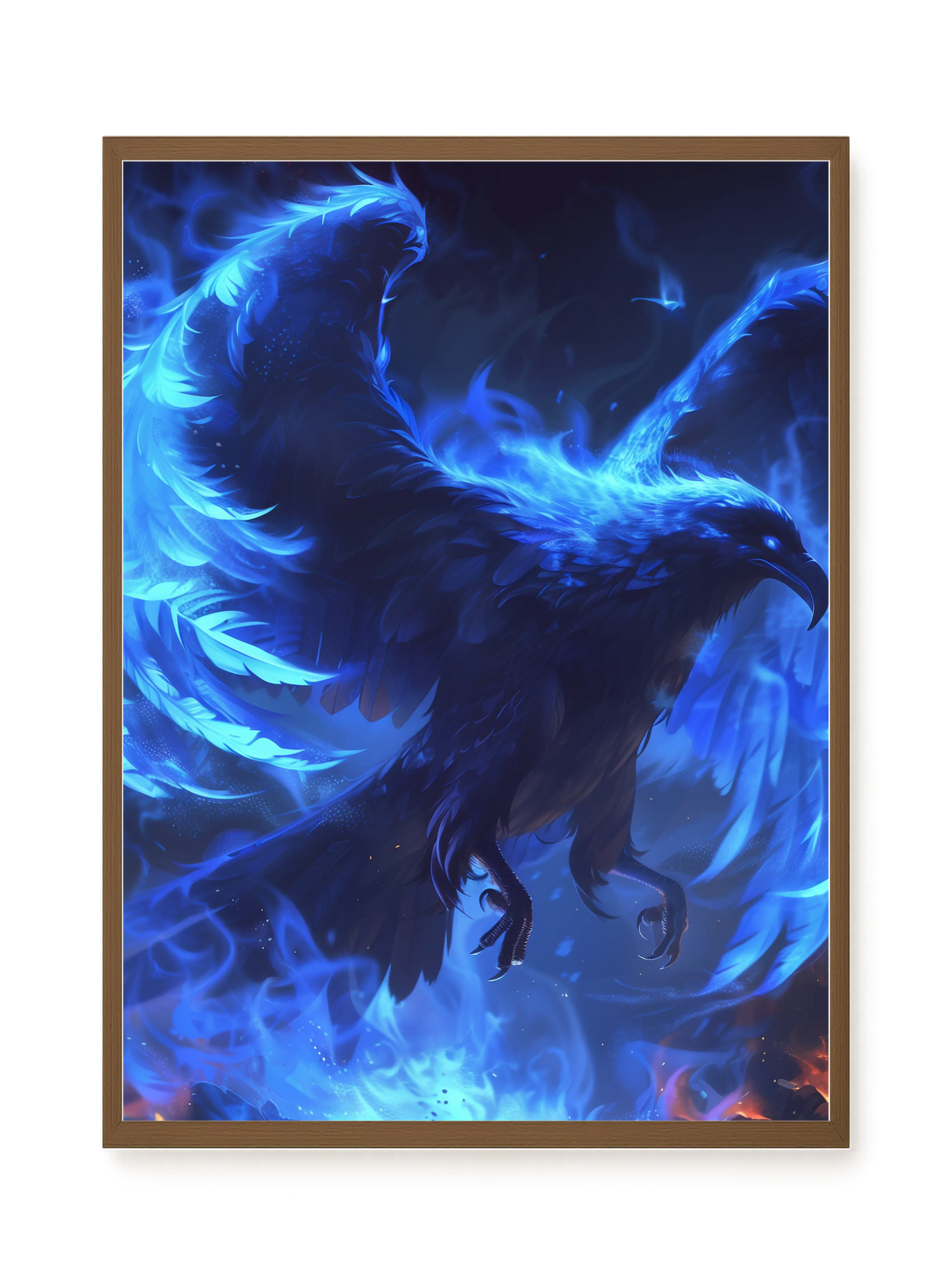 Blue Fire Bird Canvas Wall Art