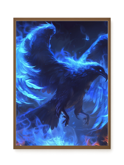 Blue Fire Bird Canvas Wall Art