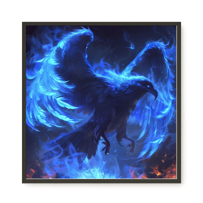 Blue Fire Bird Canvas Wall Art