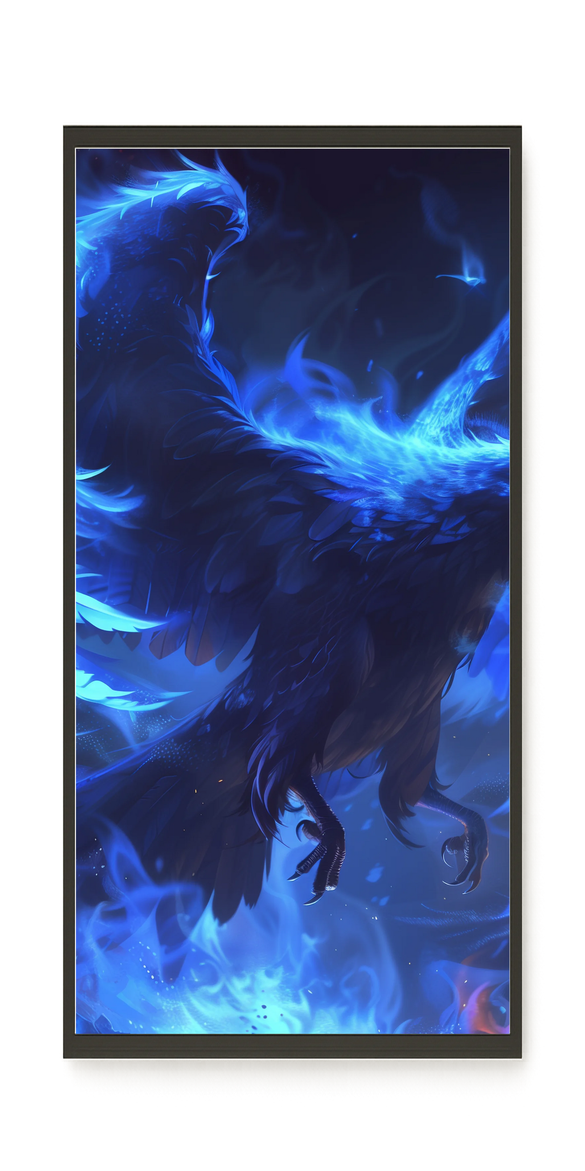 Blue Fire Bird Canvas Wall Art